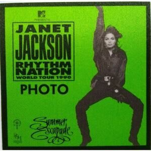 Janet Jackson Rhythm Nation Backstage Pass Original 1990 Dance Pop Soul Green